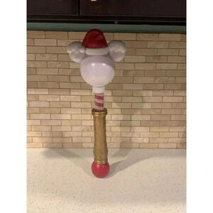 Disney Parks Santa Mickey Mouse Glow Super Bubble Blower Wand lights up 18"  bm